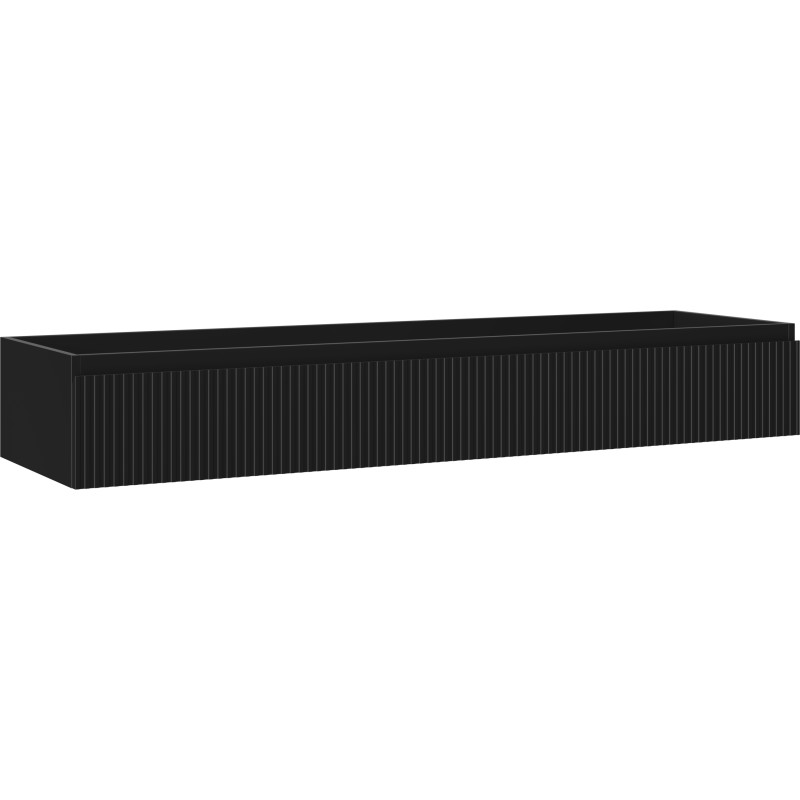 Mexen Rivel Badezimmer-Waschbeckenschrank 160 cm, 1 Schublade, geriffelt, schwarz matt - 91A20-16023-1-BF71