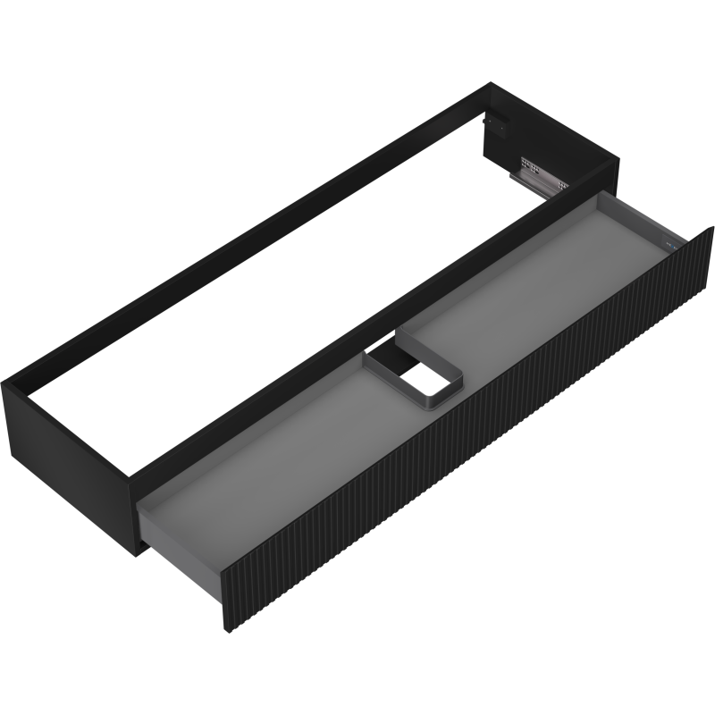 Mexen Rivel Badezimmer-Waschbeckenschrank 160 cm, 1 Schublade, geriffelt, schwarz matt - 91A20-16023-1-BF71