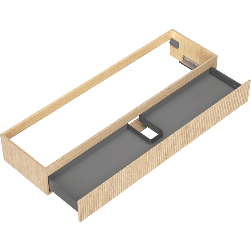 Mexen Rivel Badezimmerschrank für Waschbecken 160 cm, 1 Schublade, gerillt, Eiche - 91A20-16023-1-BF81