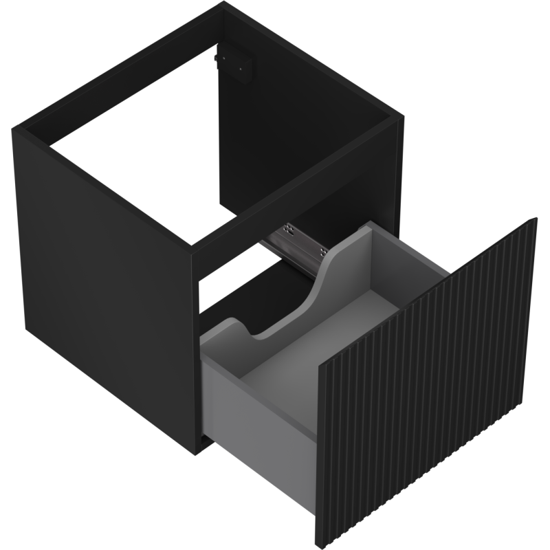 Mexen Rivel Badezimmerschrank 50 cm, 1 Schublade, geriffelt, schwarz matt - 91A20-05047-1-BF71