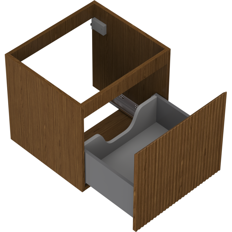 Mexen Rivel Badezimmerschrank für Waschbecken 50 cm, 1 Schublade, gerillt, Nussbaum - 91A20-05047-1-BF86