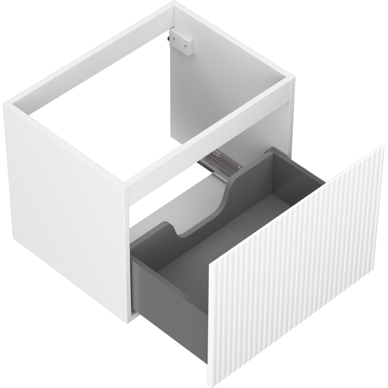 Mexen Rivel Badezimmerschrank für die Waschbeckenunterschrank 60 cm, 1 Schublade, geriffelt, weiß matt - 91A20-06047-1-BF01