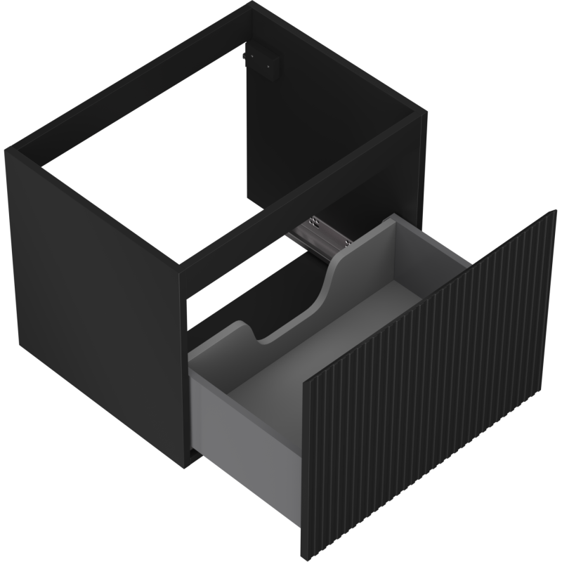 Mexen Rivel Badezimmerschrank Unterschrank 60 cm, 1 Schublade, gerillt, schwarz matt - 91A20-06047-1-BF71