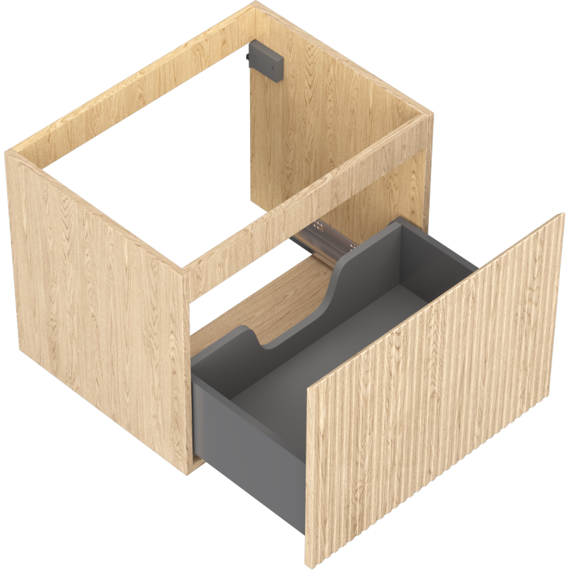 Mexen Rivel Badezimmerschrank für Waschbecken 60 cm, 1 Schublade, geriffelt, Eiche - 91A20-06047-1-BF81