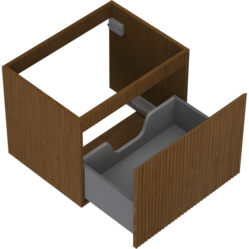 Mexen Rivel Badezimmerschrank unter dem Waschbecken 60 cm, 1 Schublade, geriffelt, Nussbaum - 91A20-06047-1-BF86