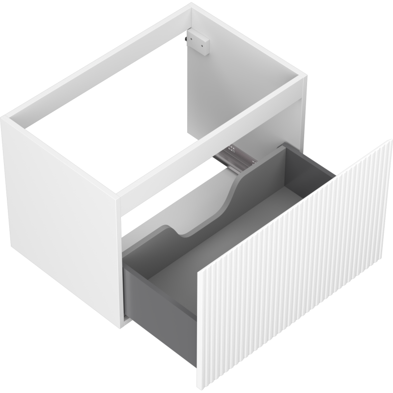 Mexen Rivel Badezimmerschrank unter Waschbecken 70 cm, 1 Schublade, geriffelt, weiß matt - 91A20-07047-1-BF01