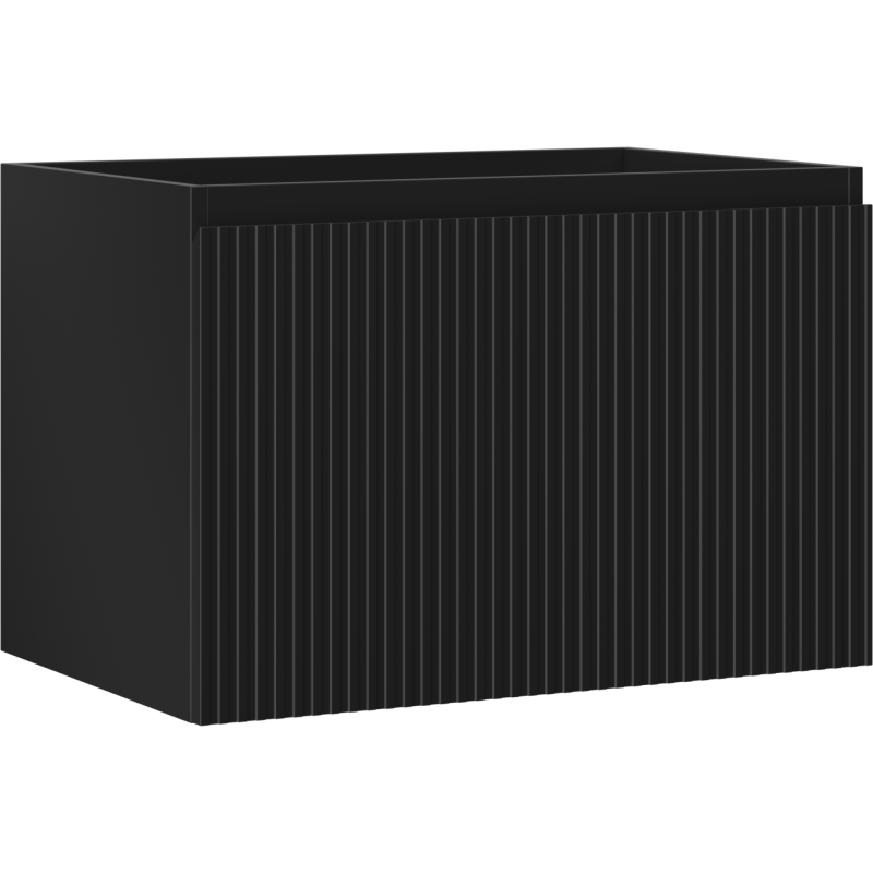 Mexen Rivel Badezimmerschrank unter Waschbecken 70 cm, 1 Schublade, geriffelt, schwarz matt - 91A20-07047-1-BF71