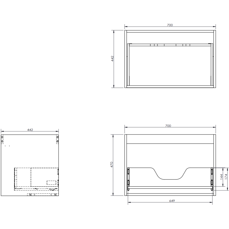 Mexen Rivel Badezimmerschrank 70 cm, 1 Schublade, gerillt, Eiche - 91A20-07047-1-BF81
