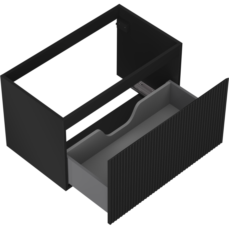 Mexen Rivel Badezimmer-Unterschrank 80 cm, 1 Schublade, gerillt, Schwarz Matt - 91A20-08047-1-BF71