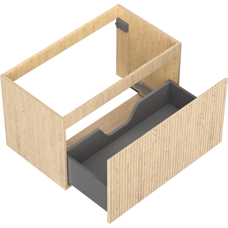 Mexen Rivel Badezimmerschrank unter Waschbecken 80 cm, 1 Schublade, gerillt, Eiche - 91A20-08047-1-BF81
