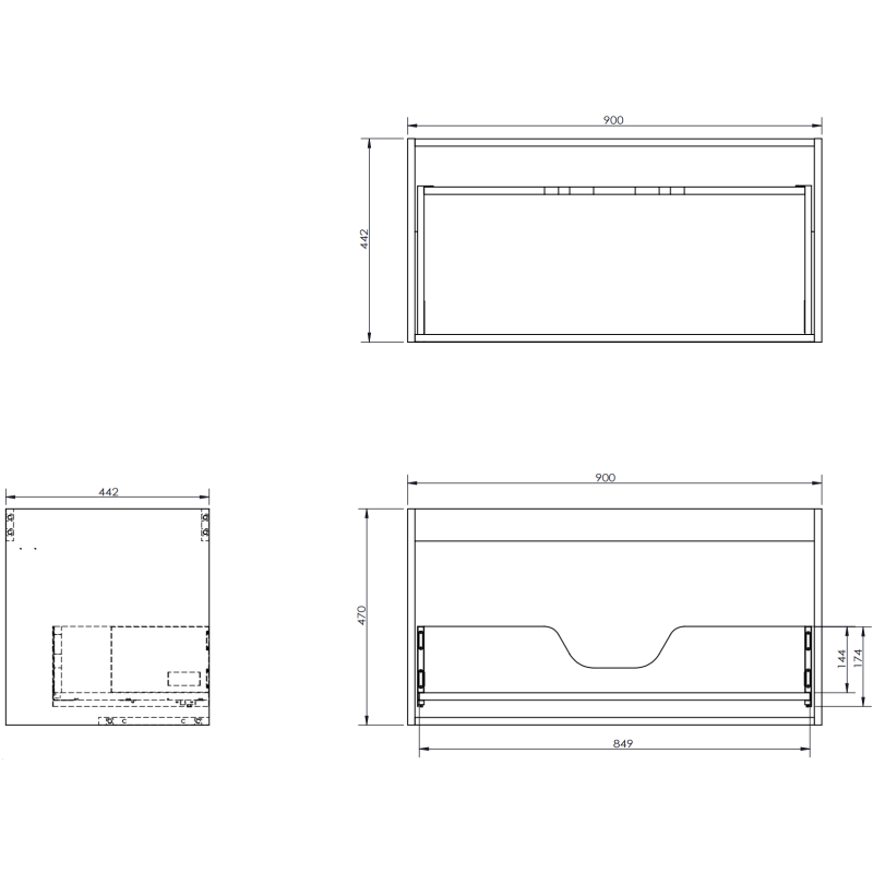 Mexen Rivel Badezimmer-Unterschrank 90 cm, 1 Schublade, gerillt, mattweiß - 91A20-09047-1-BF01