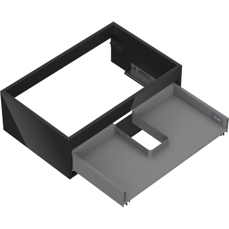 Mexen Box-A Korpus des Waschtischunterschranks 70 cm, 1 Schublade, Schwarz Glanz - 91AX0-0700-235-1-70