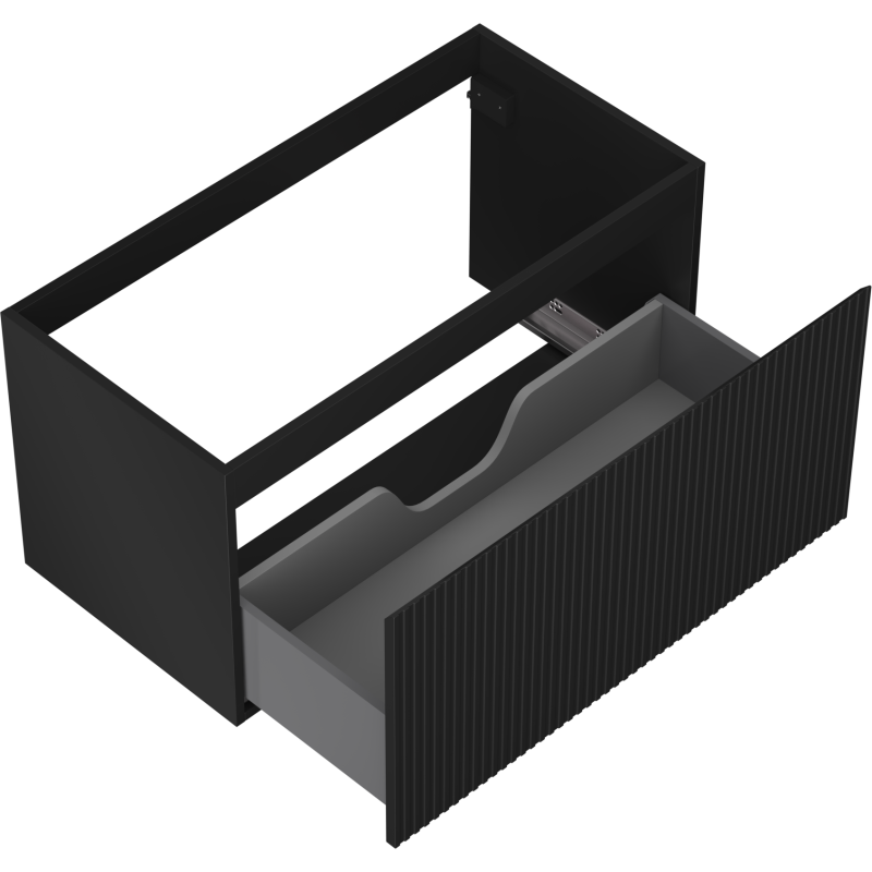 Mexen Rivel Badezimmerunterschrank 90 cm, 1 Schublade, geriffelt, schwarz matt - 91A20-09047-1-BF71
