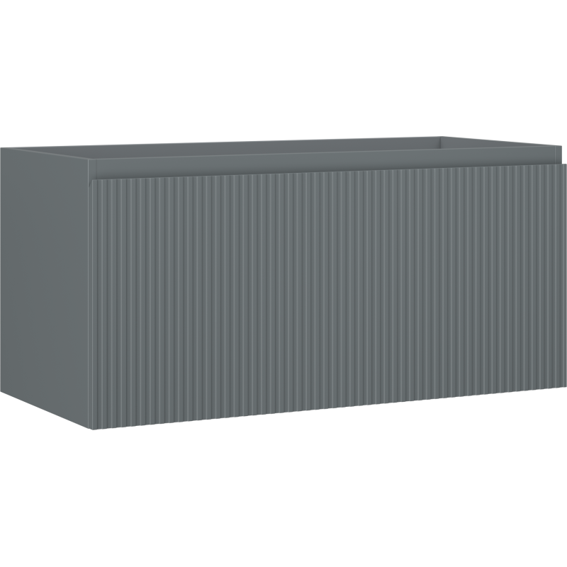 Mexen Rivel Badezimmerunterschrank 100 cm, 1 Schublade, geriffelt, Graphit matt - 91A20-10047-1-BF66