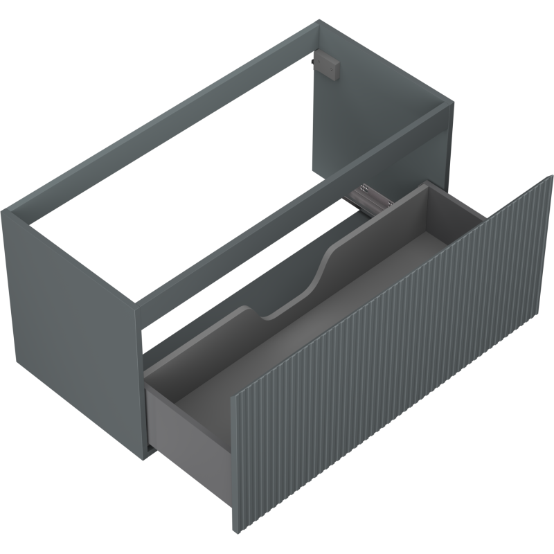 Mexen Rivel Badezimmerunterschrank 100 cm, 1 Schublade, geriffelt, Graphit matt - 91A20-10047-1-BF66