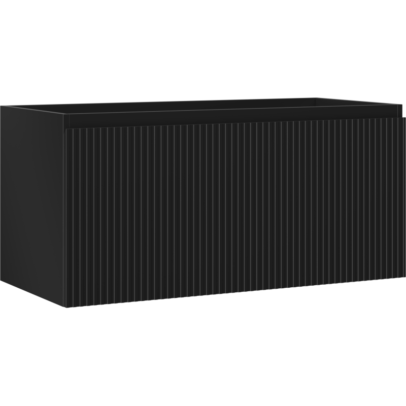 Mexen Rivel Badezimmerschrank unter dem Waschbecken 100 cm, 1 Schublade, gerillt, schwarz matt - 91A20-10047-1-BF71