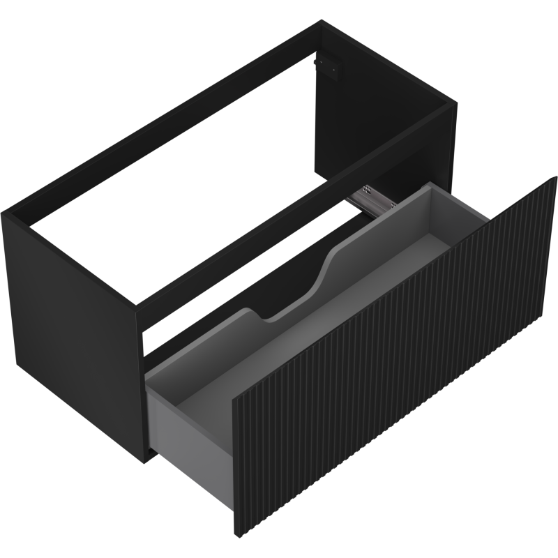 Mexen Rivel Badezimmerschrank unter dem Waschbecken 100 cm, 1 Schublade, gerillt, schwarz matt - 91A20-10047-1-BF71