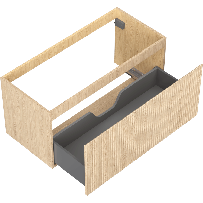 Mexen Rivel Badezimmerschrank Waschtischunterschrank 100 cm, 1 Schublade, geriffelt, Eiche - 91A20-10047-1-BF81