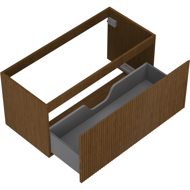Mexen Rivel Badezimmerschrank für Waschbecken 100 cm, 1 Schublade, gerillt, Walnuss - 91A20-10047-1-BF86