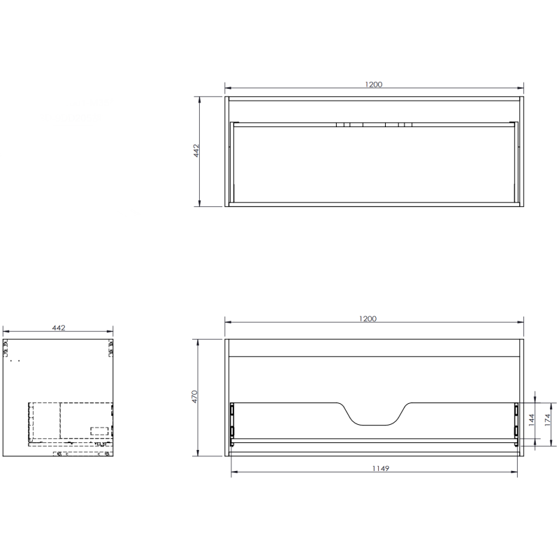 Mexen Rivel Badezimmer-Unterschrank 120 cm, 1 Schublade, gerillt, grau matt - 91A20-12047-1-BF62