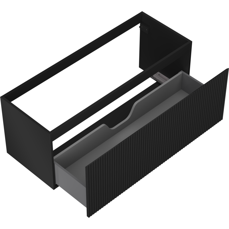 Mexen Rivel Badezimmerschrank für Waschtisch 120 cm, 1 Schublade, geriffelt, schwarz matt - 91A20-12047-1-BF71