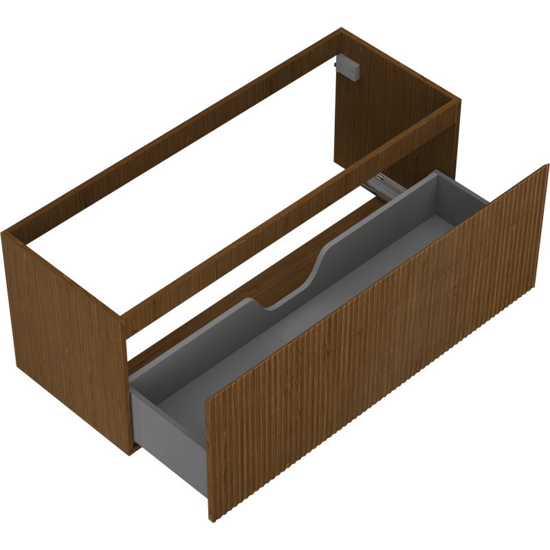 Mexen Rivel Badezimmerunterschrank 120 cm, 1 Schublade, geriffelt, Nussbaum - 91A20-12047-1-BF86
