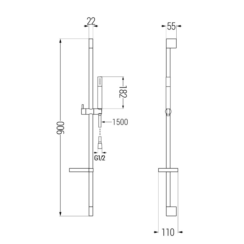 Mexen DS70 Duschstangenset mit verschiebbarem Halter, Chrom - 785704583-00
