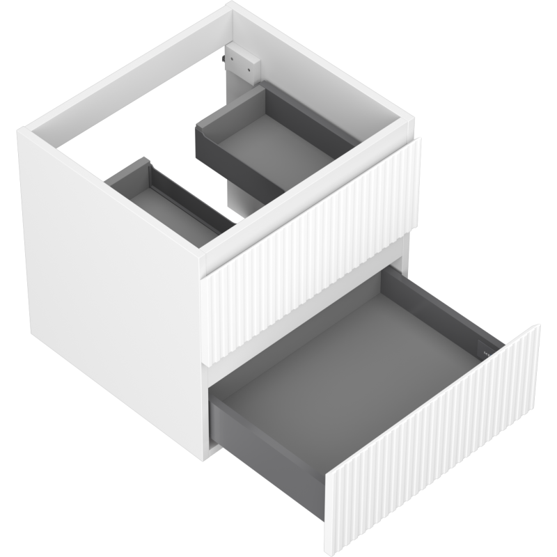 Mexen Rivel Badezimmerunterschrank 50 cm, 2 Schubladen, geriffelt, mattweiß - 91A20-05047-2-BFF01