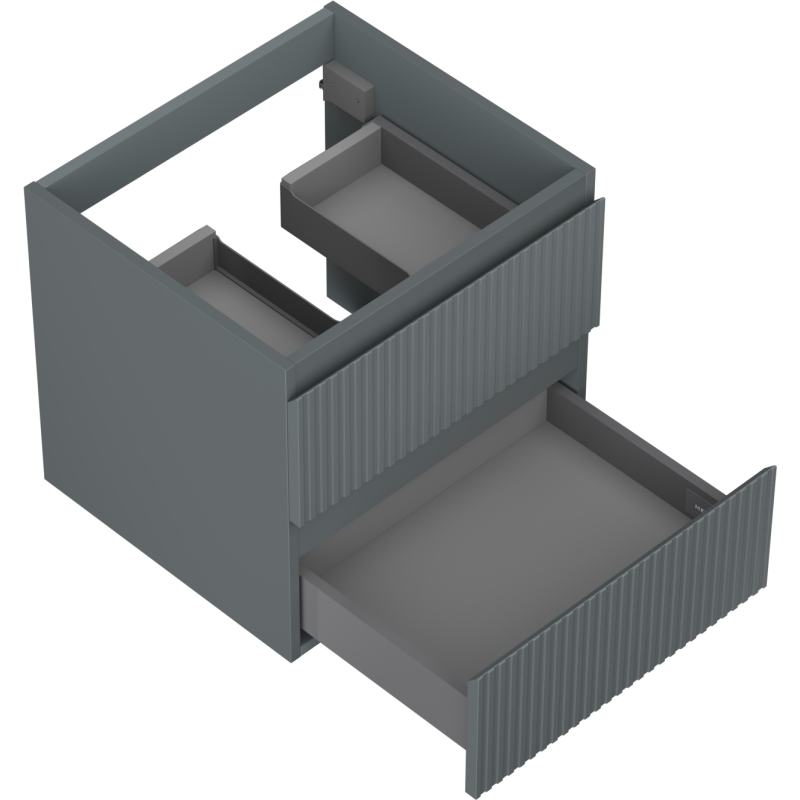 Mexen Rivel Badezimmer-Unterschrank 50 cm, 2 Schubladen, geriffelt, Graphit matt - 91A20-05047-2-BFF66