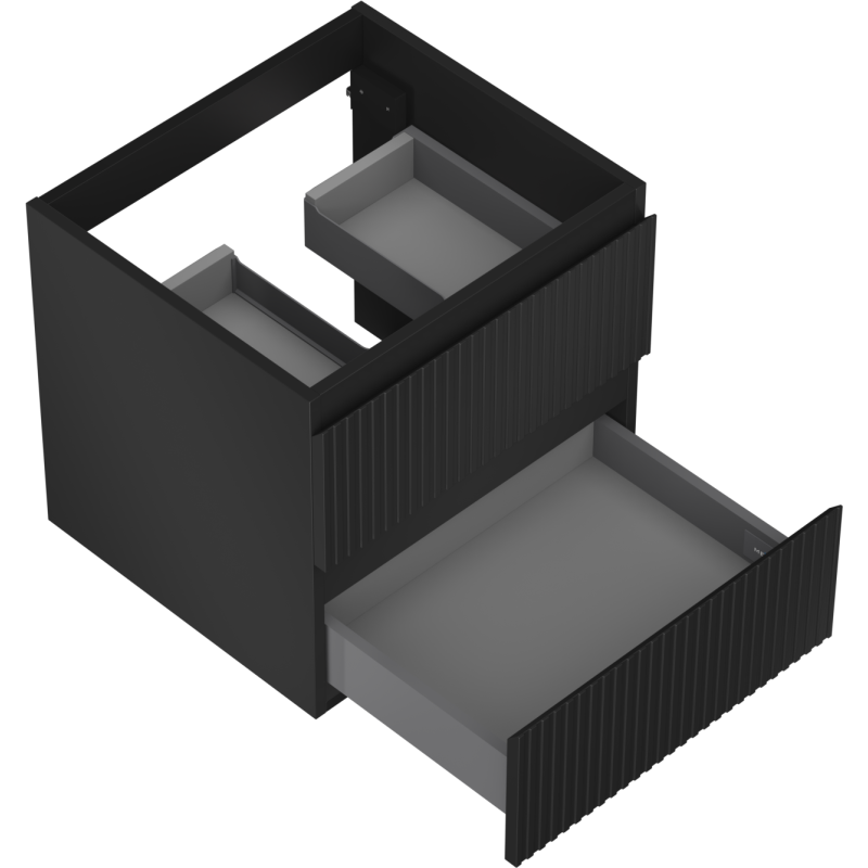 Mexen Rivel Badezimmer-Unterschrank 50 cm, 2 Schubladen, geriffelt, schwarz matt - 91A20-05047-2-BFF71