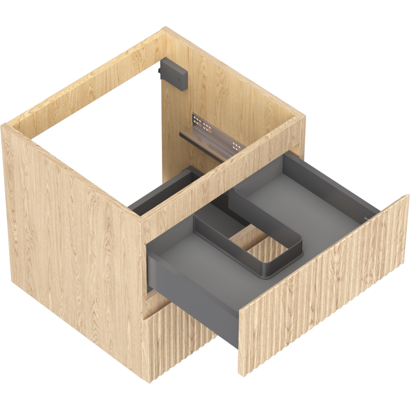 Mexen Rivel 50 cm Badezimmer-Unterschrank, 2 Schubladen, geriffelt, Eiche - 91A20-05047-2-BFF81