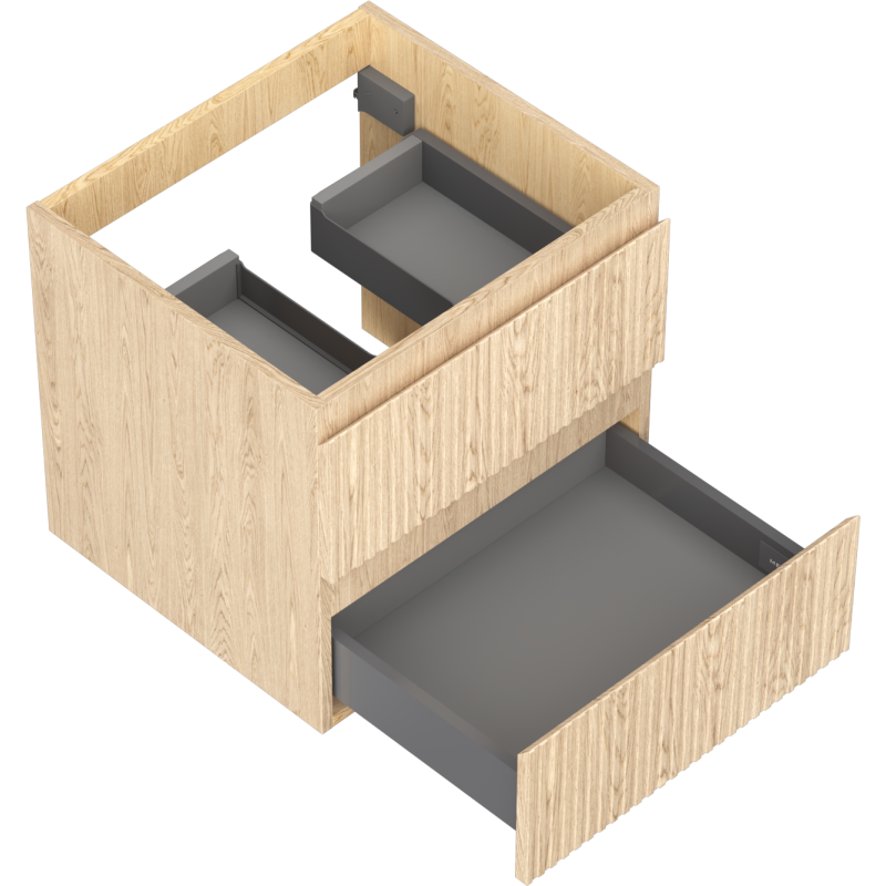 Mexen Rivel 50 cm Badezimmer-Unterschrank, 2 Schubladen, geriffelt, Eiche - 91A20-05047-2-BFF81