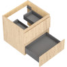 Mexen Rivel 50 cm Badezimmer-Unterschrank, 2 Schubladen, geriffelt, Eiche - 91A20-05047-2-BFF81