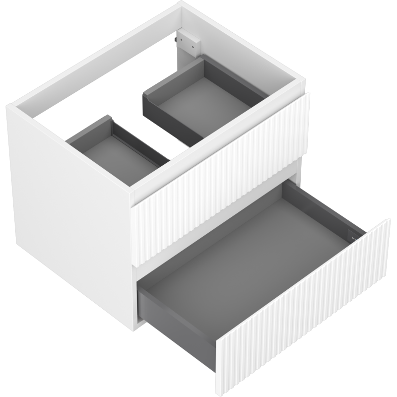 Mexen Rivel Badezimmer-Unterschrank 60 cm, 2 Schubladen, geriffelt, weiß matt - 91A20-06047-2-BFF01