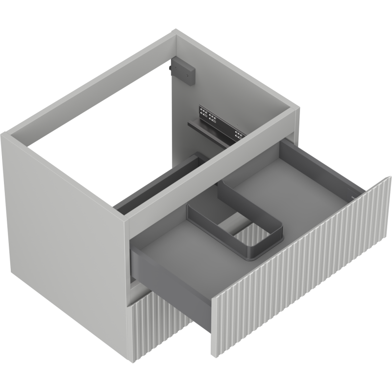 Mexen Rivel Badezimmerschrank unter dem Waschbecken 60 cm, 2 Schubladen, geriffelt, grau matt - 91A20-06047-2-BFF62