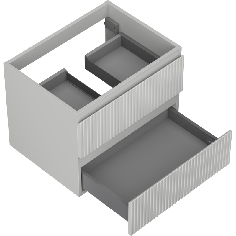 Mexen Rivel Badezimmerschrank unter dem Waschbecken 60 cm, 2 Schubladen, geriffelt, grau matt - 91A20-06047-2-BFF62