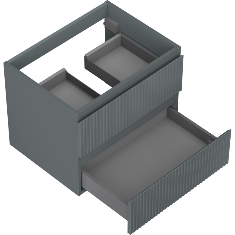 Mexen Rivel Badezimmerschrank für Waschbecken 60 cm, 2 Schubladen, geriffelt, Grafit matt - 91A20-06047-2-BFF66