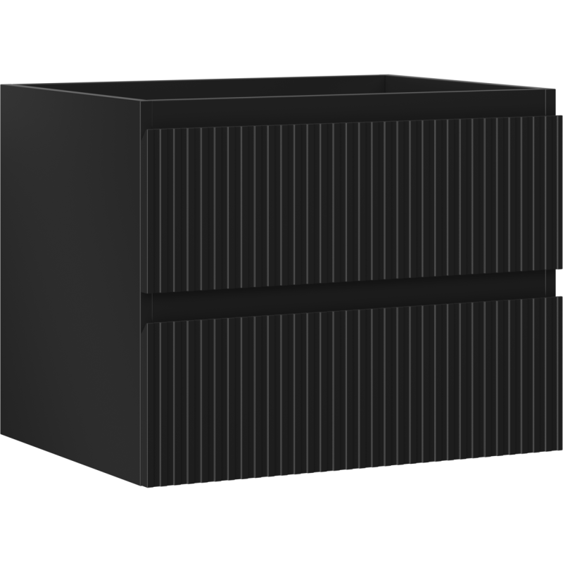 Mexen Rivel Badezimmerschrank 60 cm, 2 Schubladen, gerillt, Schwarz Matt - 91A20-06047-2-BFF71