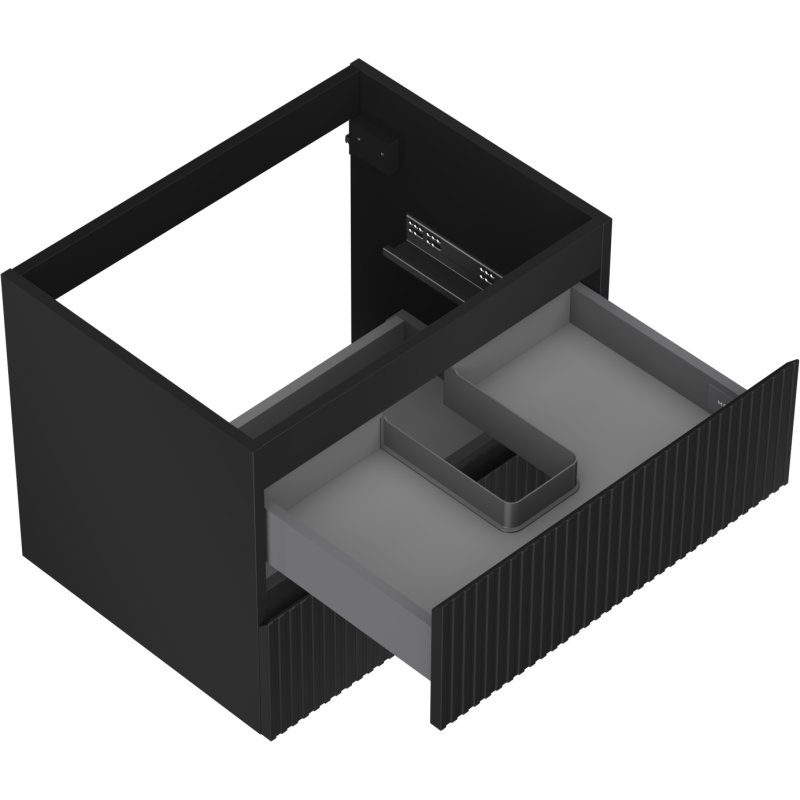 Mexen Rivel Badezimmerschrank 60 cm, 2 Schubladen, gerillt, Schwarz Matt - 91A20-06047-2-BFF71