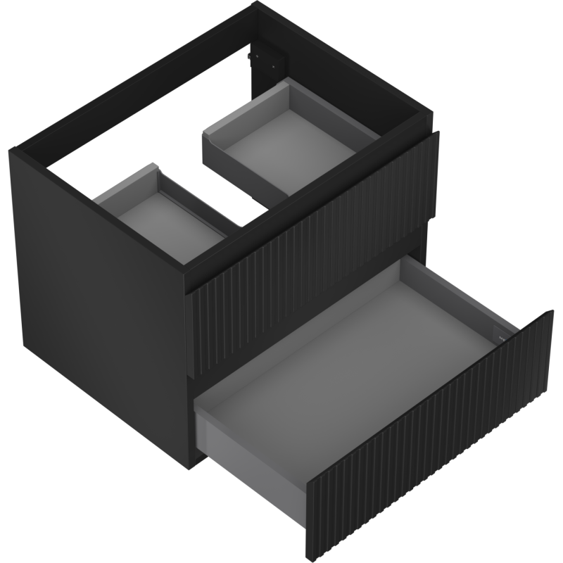 Mexen Rivel Badezimmerschrank 60 cm, 2 Schubladen, gerillt, Schwarz Matt - 91A20-06047-2-BFF71