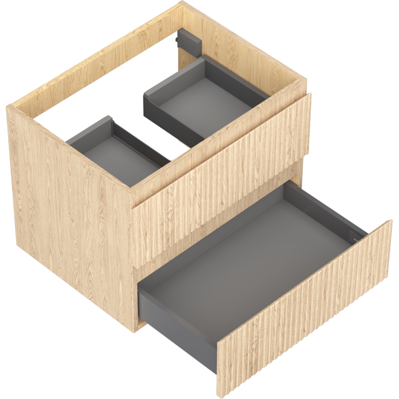 Mexen Rivel Badezimmer-Unterschrank 60 cm, 2 Schubladen, gerillt, Eiche - 91A20-06047-2-BFF81