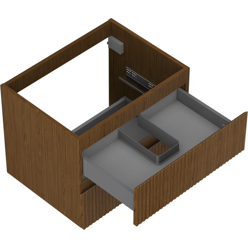 Mexen Rivel Badezimmerschrank für Waschbecken 60 cm, 2 Schubladen, gerillt, Nuss - 91A20-06047-2-BFF86