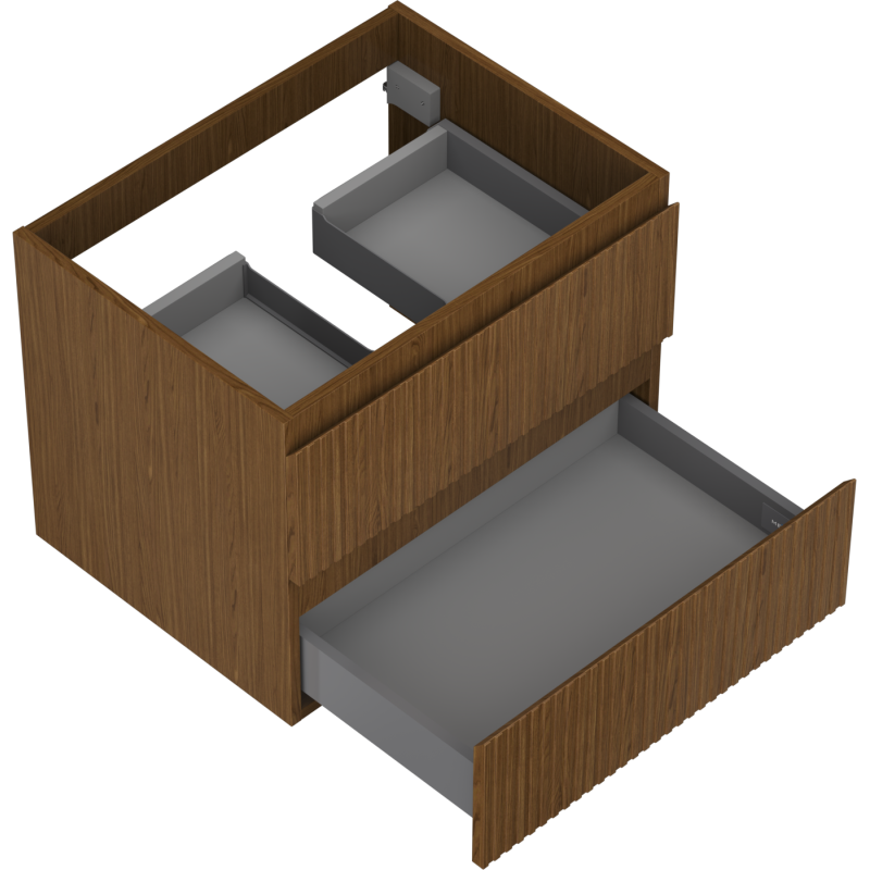 Mexen Rivel Badezimmerschrank für Waschbecken 60 cm, 2 Schubladen, gerillt, Nuss - 91A20-06047-2-BFF86