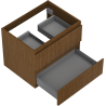 Mexen Rivel Badezimmerschrank für Waschbecken 60 cm, 2 Schubladen, gerillt, Nuss - 91A20-06047-2-BFF86