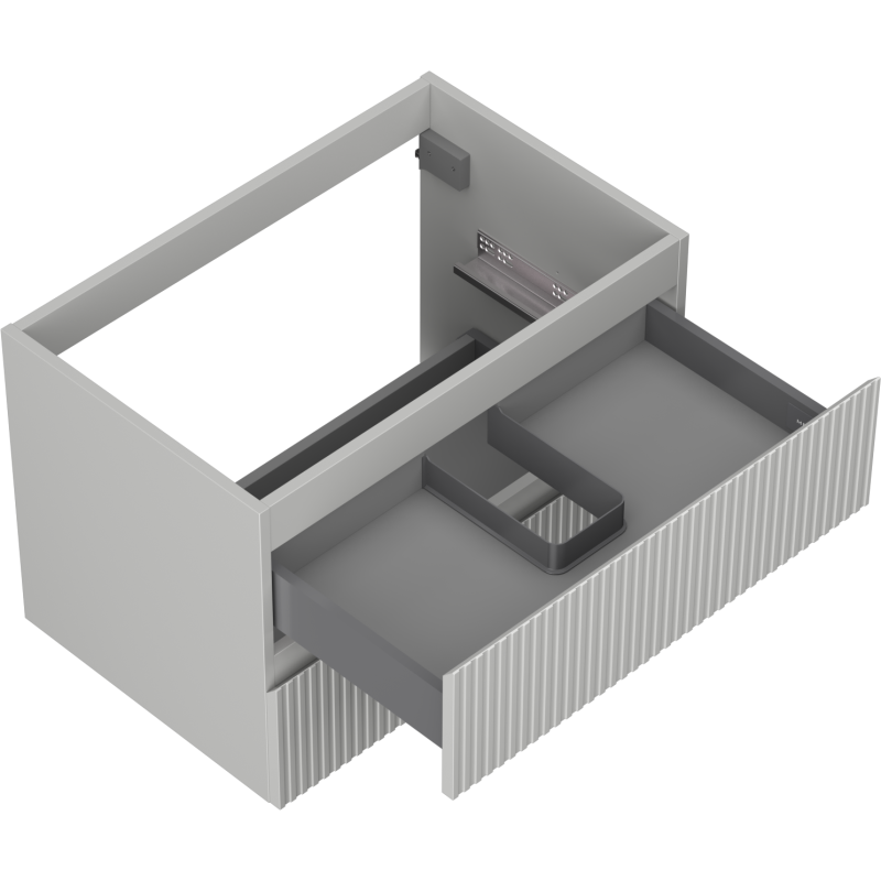 Mexen Rivel Badezimmerunterschrank 70 cm, 2 Schubladen, geriffelt, grau matt - 91A20-07047-2-BFF62