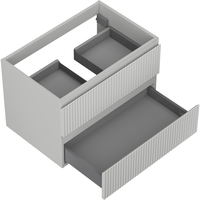 Mexen Rivel Badezimmerunterschrank 70 cm, 2 Schubladen, geriffelt, grau matt - 91A20-07047-2-BFF62