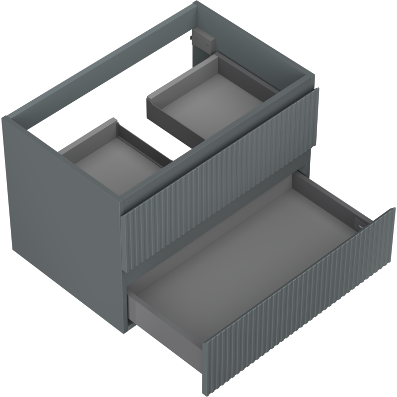Mexen Rivel Badezimmer-Unterschrank 70 cm, 2 Schubladen, geriffelt, matt Graphit - 91A20-07047-2-BFF66