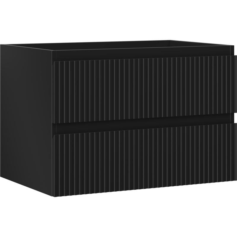 Mexen Rivel Badezimmerschrank unter dem Waschbecken 70 cm, 2 Schubladen, gerillt, schwarz matt - 91A20-07047-2-BFF71