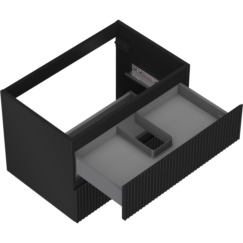 Mexen Rivel Badezimmerschrank unter dem Waschbecken 70 cm, 2 Schubladen, gerillt, schwarz matt - 91A20-07047-2-BFF71