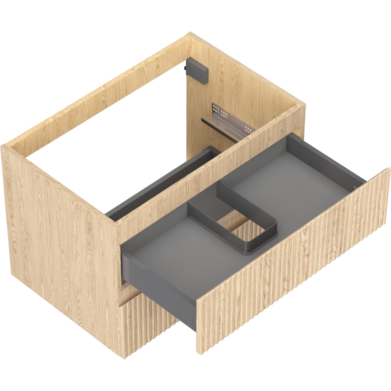 Mexen Rivel Badezimmer-Unterschrank 70 cm, 2 Schubladen, geriffelt, Eiche - 91A20-07047-2-BFF81